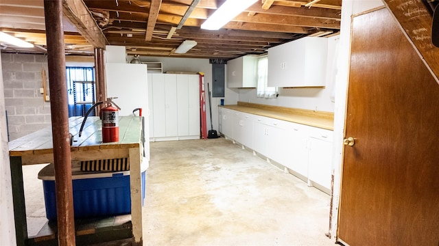 below grade area with electric panel
