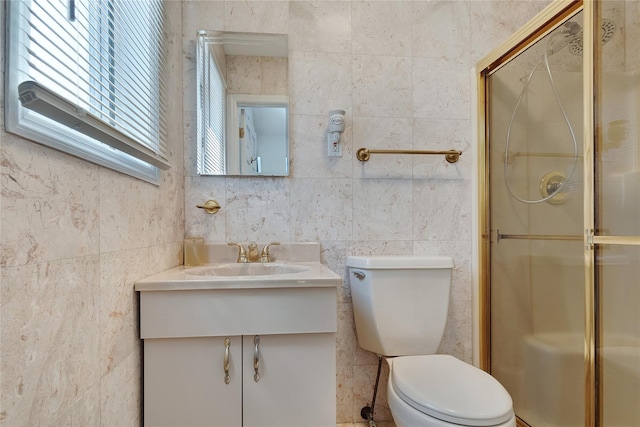 158-35 91st St, Howard Beach, NY 11414 - bathroom with vanity, tile walls, and a stall shower