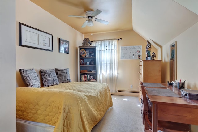 158-35 91st St, Howard Beach, NY 11414 - carpeted bedroom featuring lofted ceiling and a baseboard heating unit