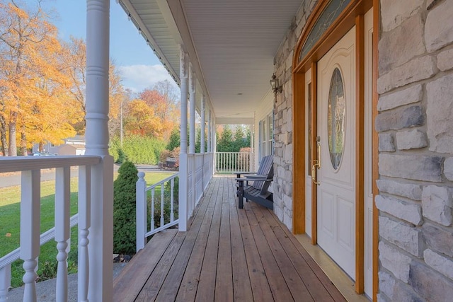 deck featuring a porch