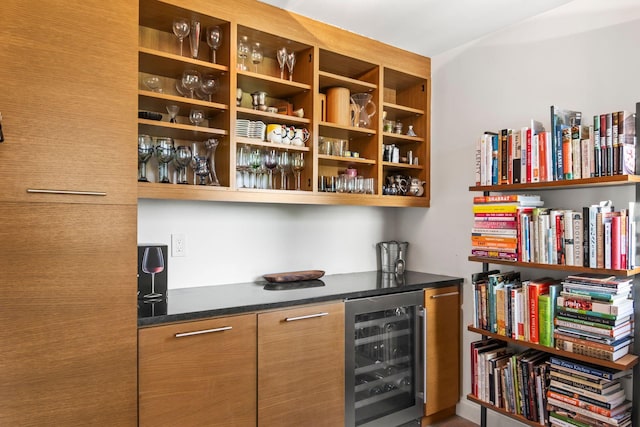 bar with beverage cooler and bar