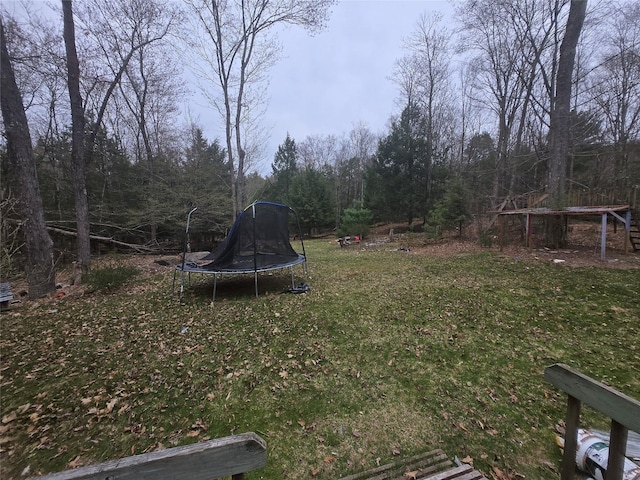 view of yard featuring a trampoline