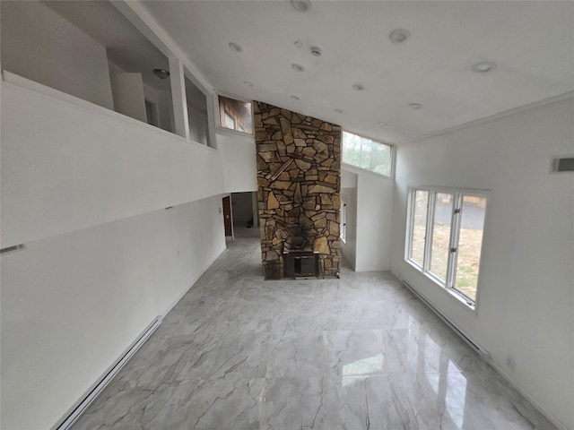 unfurnished living room with visible vents and marble finish floor