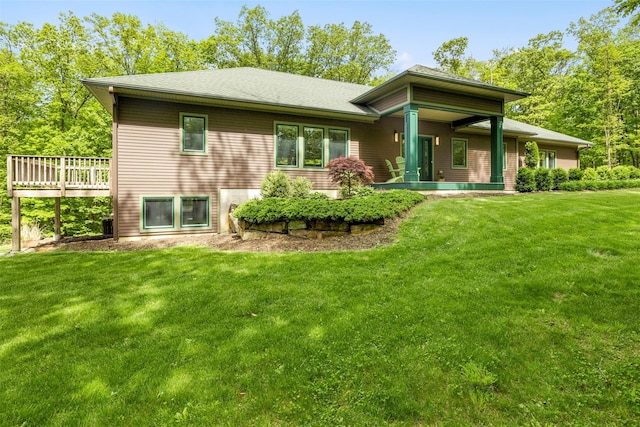 240 Brady Rd, Warwick, NY 10990 - rear view of house with a yard and a wooden deck