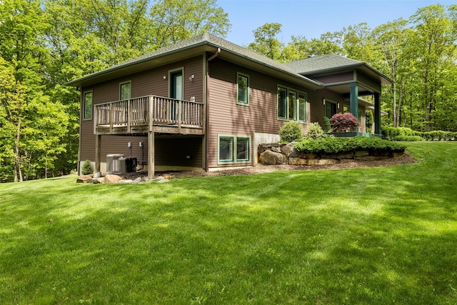240 Brady Rd, Warwick, NY 10990 - rear view of property featuring a lawn, a deck, and roof with shingles