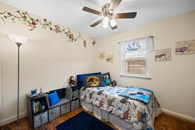 133 Parkwood Dr, Shirley, NY 11967 - bedroom featuring baseboards, wood finished floors, and ceiling fan