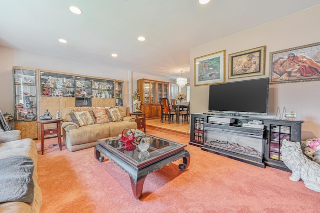 living area featuring recessed lighting