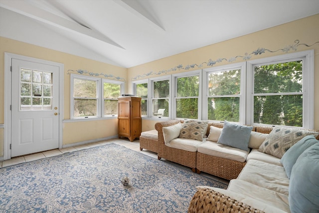 97 Highview Ave, Tuckahoe, NY 10707 - sunroom featuring healthy amount of natural light, tile patterned flooring, and lofted ceiling