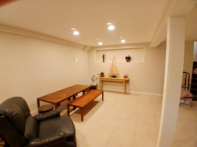 interior space with recessed lighting and baseboards