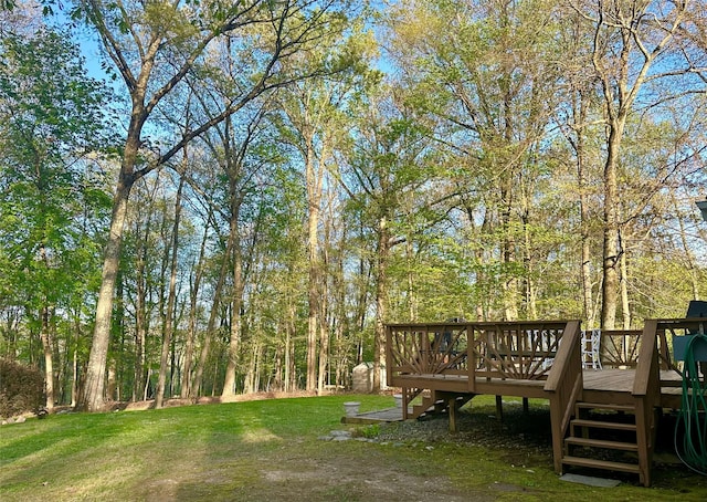 view of yard featuring a deck