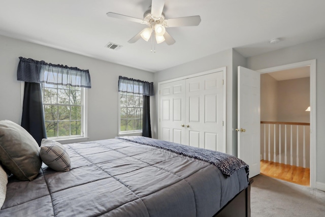 27 Lindbergh Ln, New City, NY 10956 - carpeted bedroom featuring visible vents, a ceiling fan, and a closet