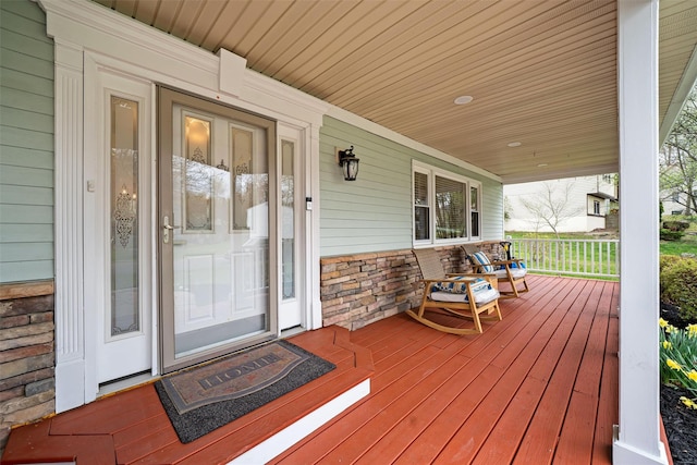 deck with a porch