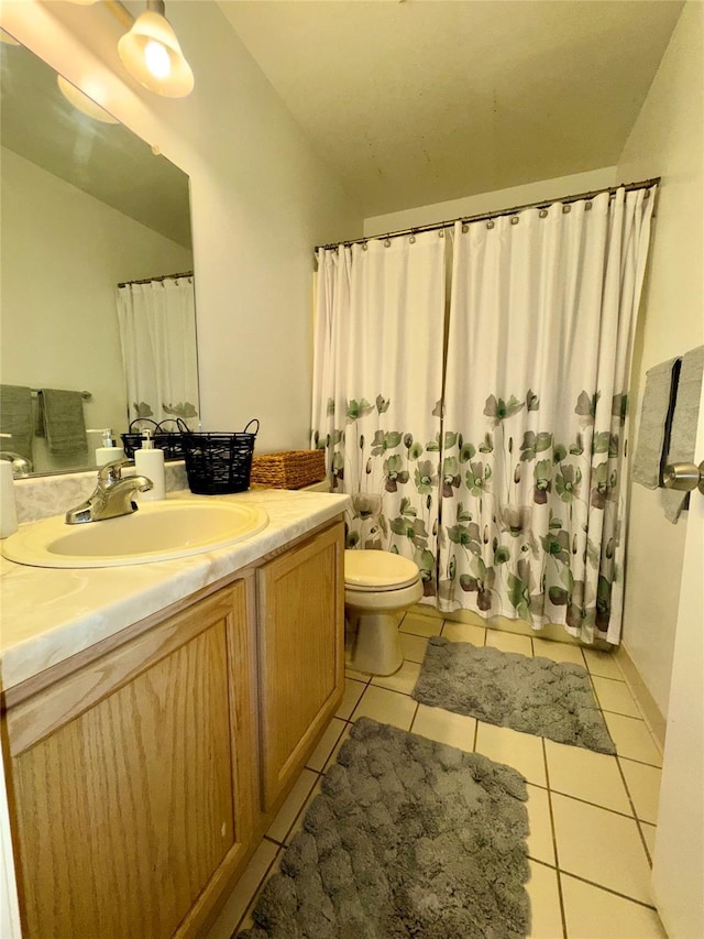 5 Fox Meadow Dr, Woodbury, NY 10930 - full bath with curtained shower, vanity, toilet, and tile patterned floors