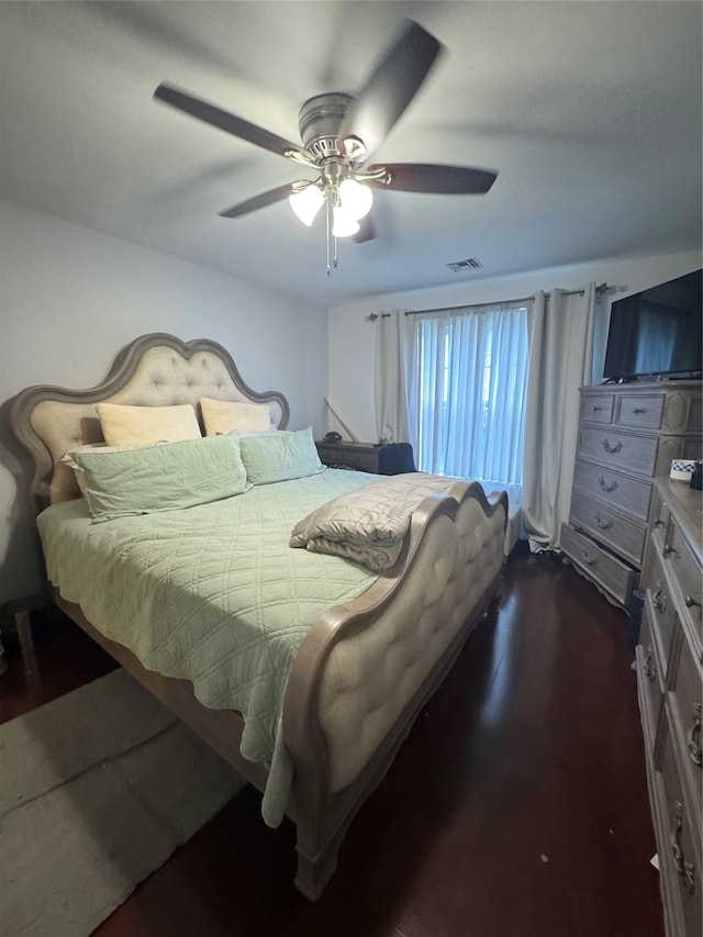 5 Fox Meadow Dr, Woodbury, NY 10930 - bedroom featuring ceiling fan, visible vents, and dark wood-type flooring