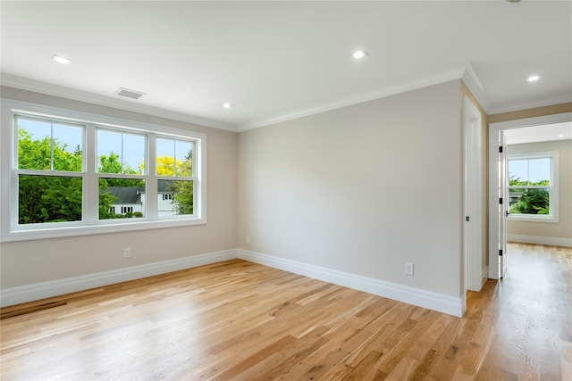 33 Lagoon Ct, Jamesport, NY 11901 - spare room with crown molding, baseboards, light wood-type flooring, and recessed lighting