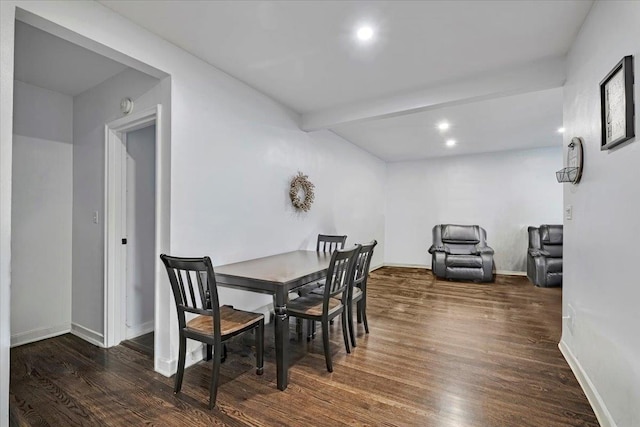 19 Rockledge Rd Unit 1A, Hartsdale, NY 10530 - dining room featuring wood finished floors, recessed lighting, baseboards, and beamed ceiling