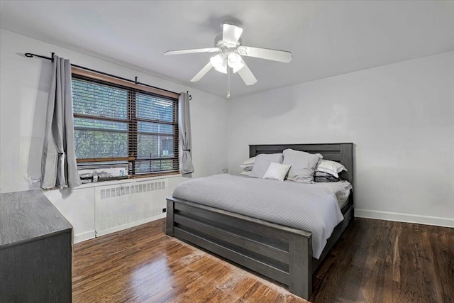 19 Rockledge Rd Unit 1A, Hartsdale, NY 10530 - bedroom featuring radiator, wood finished floors, baseboards, and a ceiling fan