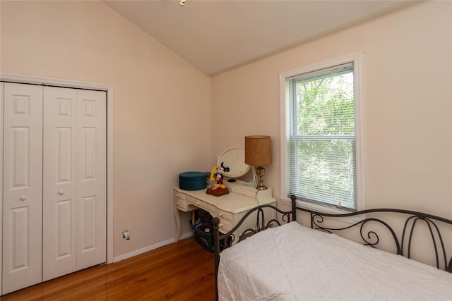 130 E Main St, Washingtonville, NY 10992 - bedroom with baseboards, a closet, wood finished floors, and lofted ceiling