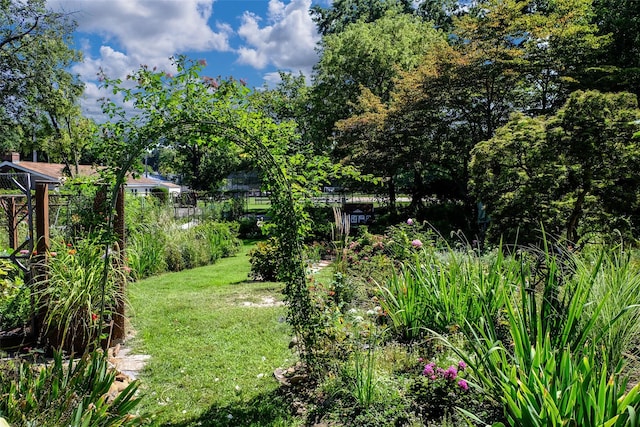 view of yard with fence