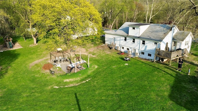 aerial view with a forest view