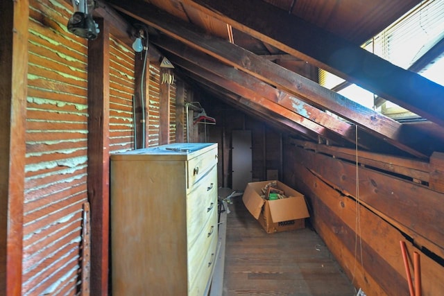 view of unfinished attic