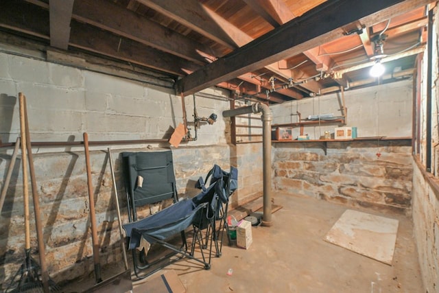 view of unfinished basement