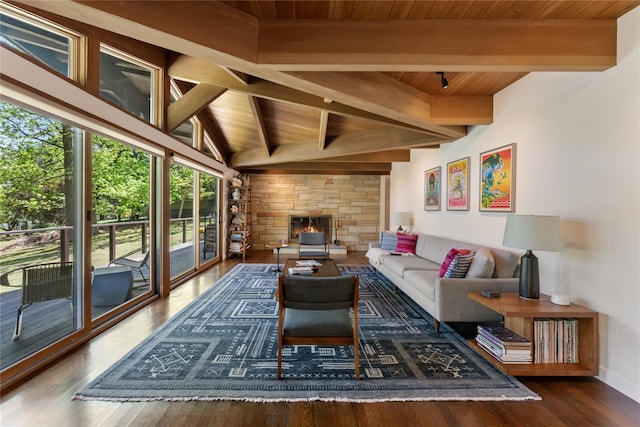 sunroom / solarium featuring beamed ceiling