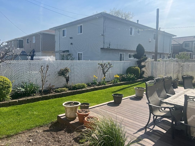 84-08 164th Ave, Howard Beach, NY 11414 - wooden deck featuring a yard, fence private yard, and outdoor dining area