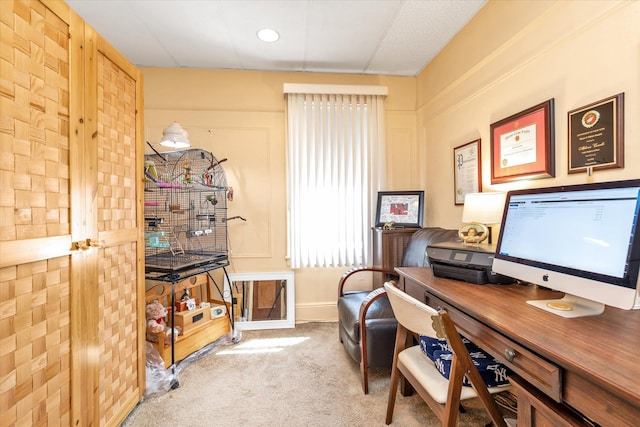 view of carpeted office space