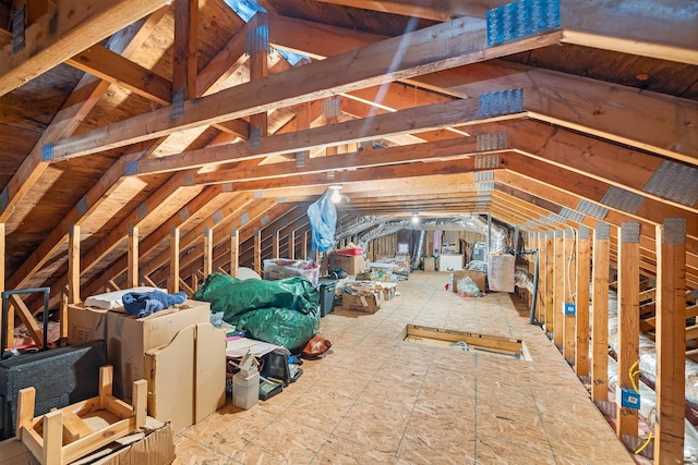view of unfinished attic