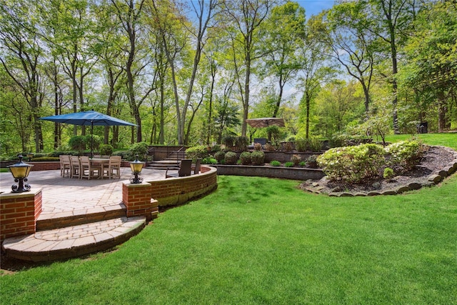 view of yard with a patio area and fence