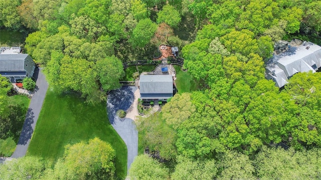 aerial view of a heavily wooded area