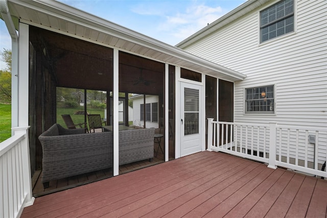 wooden terrace with a sunroom