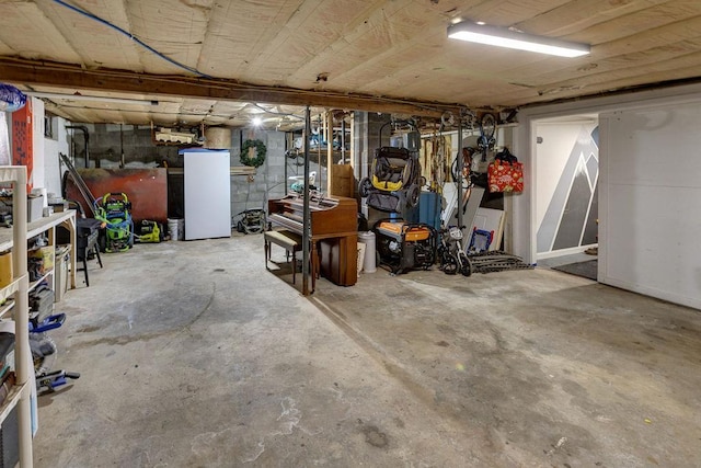 view of unfinished basement