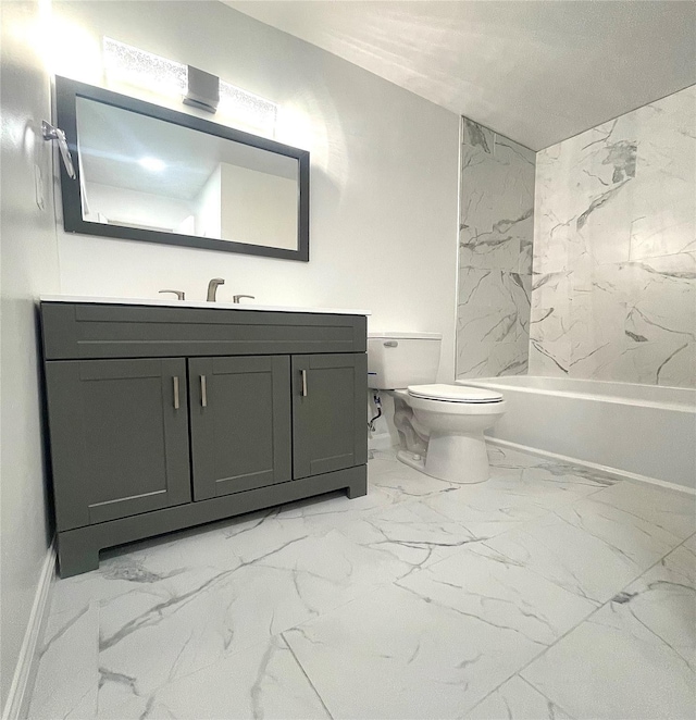 11 Lakeview Ct, Rock Hill, NY 12775 - bathroom featuring baseboards, toilet, vanity, and marble finish floor
