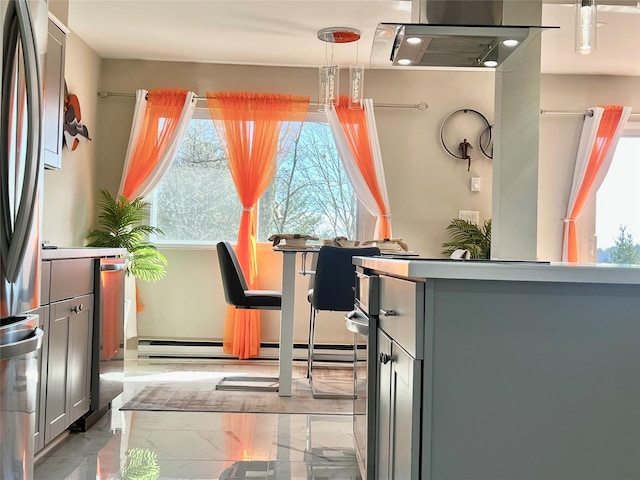11 Lakeview Ct, Rock Hill, NY 12775 - interior space featuring a wealth of natural light, a baseboard radiator, and marble finish floor