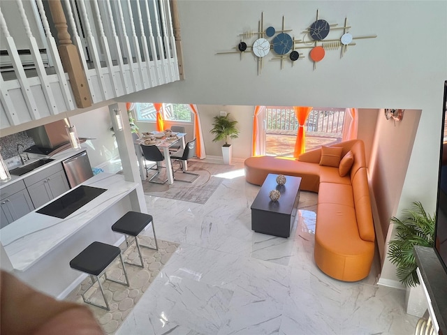 11 Lakeview Ct, Rock Hill, NY 12775 - living area featuring marble finish floor and baseboards