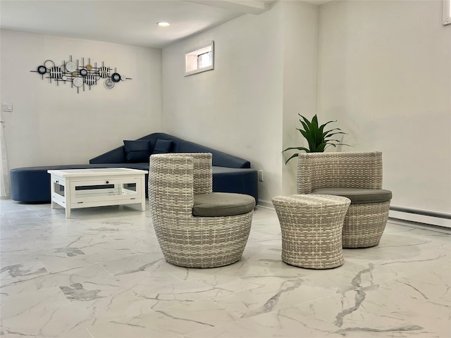 11 Lakeview Ct, Rock Hill, NY 12775 - living area featuring recessed lighting, baseboard heating, and marble finish floor