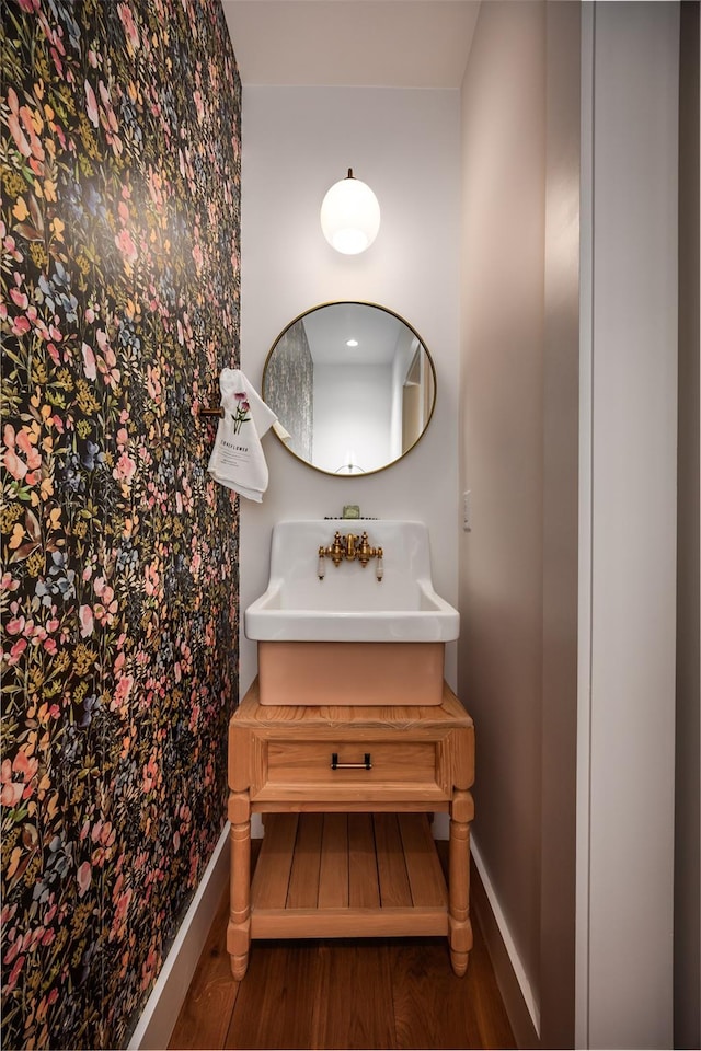 3585 Rte 82, Millbrook, NY 12545 - bathroom featuring baseboards, wood finished floors, and vanity