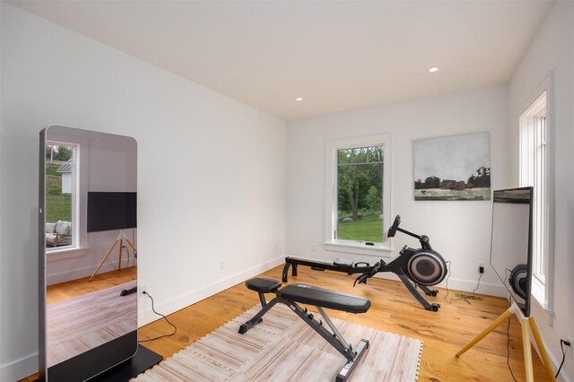 3585 Rte 82, Millbrook, NY 12545 - workout area with baseboards, wood finished floors, and recessed lighting
