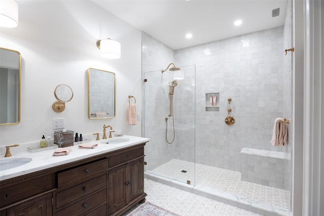 3585 Rte 82, Millbrook, NY 12545 - bathroom featuring double vanity and walk in shower