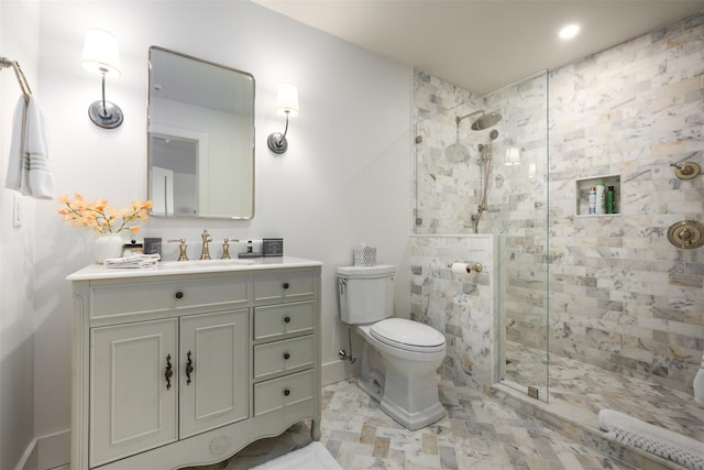 3585 Rte 82, Millbrook, NY 12545 - bathroom with a stall shower, toilet, vanity, and baseboards