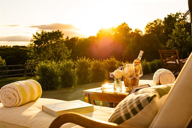 3585 Rte 82, Millbrook, NY 12545 - patio terrace at dusk with a patio area and an outdoor living space