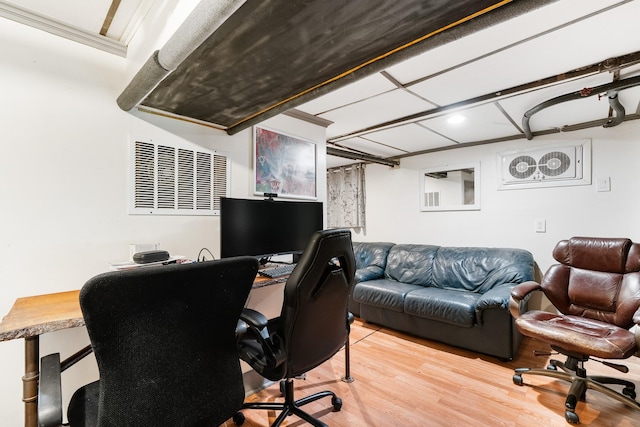 office space featuring light wood-type flooring