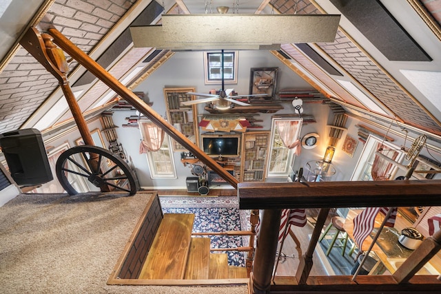 living room with stairs
