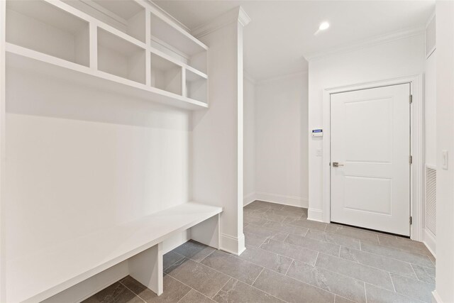 20 Carthage Ln, Scarsdale, NY 10583 - mudroom featuring ornamental molding, baseboards, and recessed lighting