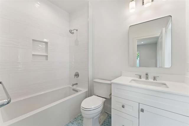 20 Carthage Ln, Scarsdale, NY 10583 - full bathroom featuring vanity, toilet, bathing tub / shower combination, and tile patterned floors