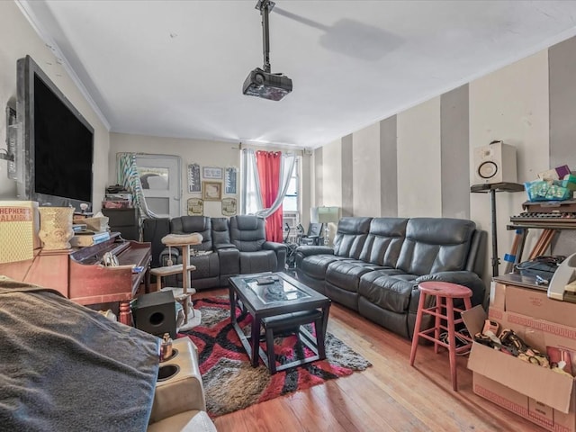 living area with wood finished floors