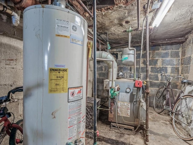 utilities featuring gas water heater and a heating unit