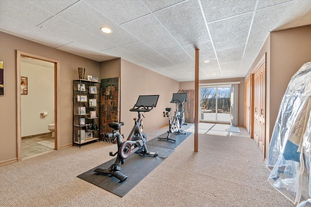58 Big Island Rd, Warwick, NY 10990 - workout room with baseboards, carpet floors, and recessed lighting
